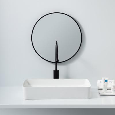 China Waterproof 2023 New Arrival Fashion Modern Washroom Rectangular Shape WC Countertop Mounted Ceramic Sink Bathroom Wash Hand Basin for sale