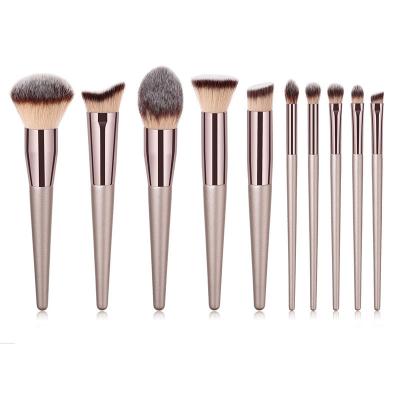China Angular Blush Premium Synthetic Rose Golden Makeup Brush Set DROPSHIPPING Basic Makeup Tools Foundation Eye Face Brush 10 Pcs for sale