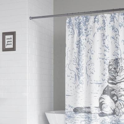 China CLASSIC No Drill Tension Rod Strong Metal Bearing Waterproof Curtain Rod Set Bathroom Shower Black Adjustable Curtain Rod Wholesale for sale