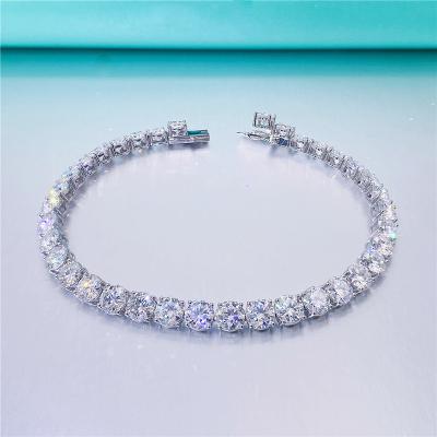 China Fine Hip Hop Jewelry 18K Silver 925 Gold Plated Gold and Silver Color 5mm Moissanite Diamond Tennis Bracelet for sale