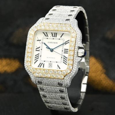 China Date Factory Price Automatic Luxury Customize Hip Hop Iced Out VVS Moissanite Diamond Mechanical Watch With GRA Certification for sale