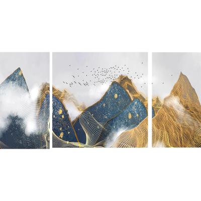 China Hot Sale Modern Three Pieces Wall Art Black Creative Print Landscape Oil Painting Modern Canvas Set for sale