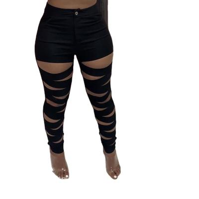 China New Sale Solid Color Breathable Hot Pants Wholesale Hot Skinny Ripped Slim Fit Skinny Ripped Casual Training Women Pencil Jeans for sale