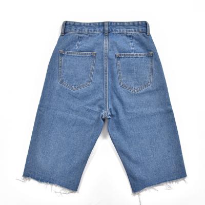 China New Arrivals Breathable Breathable Fashion Style Bottom Wholesale Women Casual Zippers Fly High Waisted Above-Knee Length Jeans Blue Tassel Pure Color for sale
