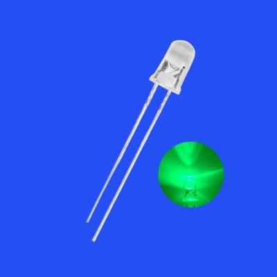 China 5mm 1.5Hz 12V 1/6 Duty Cycle Green Color 515-525nm 5000-7000mcd Round Head Resistor Integrated Flashing LED for sale