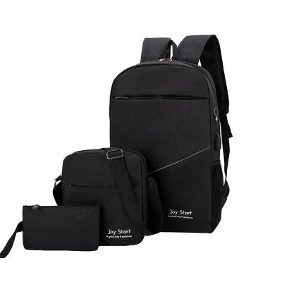 China New fashion waterproof leisure backpack men's travel schoolbag women's college student computer bag three-piece set for sale