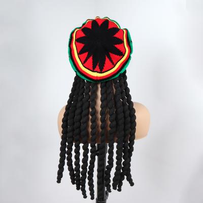 China VAST COMMON Wholesale Jamaican Style Knitted Rasta Hat Dreadlock Wig Hat Reggae Winter Hats For Women Men for sale