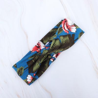 China Wholesale colorful twisted knotted silk headband European and American style head band wrap elastic turban printed hair band accessories for women for sale