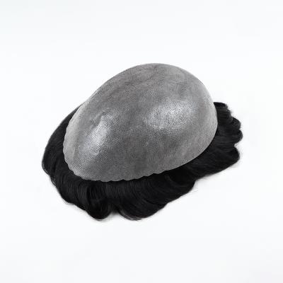 China 130% Indian Remy Hair Skin V Hair Mens Wig Density PU Toupee Hair System for sale