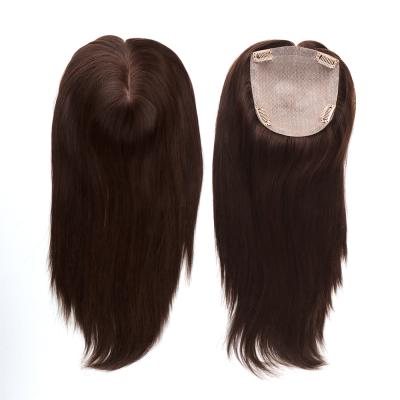 China Remy Human Hair 100% Virgin Human Hair Toppers Women Hairpiece Silk Stocking Virgin Hair With 4 Clips In 5