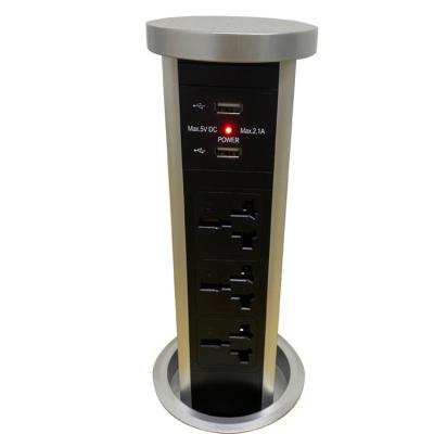 China Residential / General-Purpose Germany 1 way concealed motorized socket pop up socket with usb charger and speaker for sale