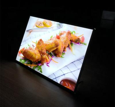 China Aluminum Frame Advertising Picture Insert Led Light Box With Anti Scratch Glass Panel Wall Mount Or Table Standing Rectangle for sale