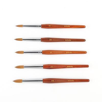 China DIY Nail Tools Red Wood Classic Design 100 Handle Kolinsky Acrylic Nail Brush Art With Different Sizes Top Quality for sale
