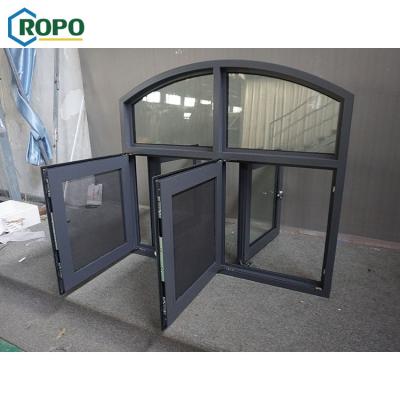 China Magnetic Screen AWA And WERS Certified Arch Casement Aluminum Window With Mosquito Screen for sale