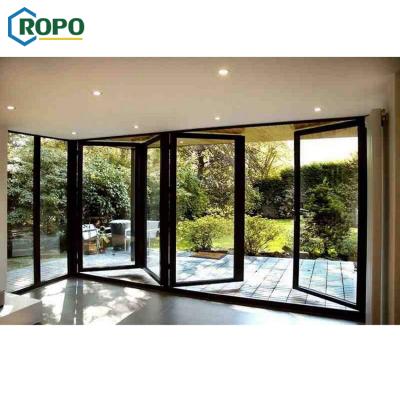 China Waterproof Thermal Aluminum Frame Door Bifold Folding Glass AGGA Cut Quality for sale