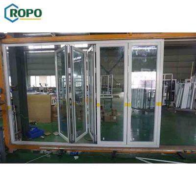 China AS2208 Hurricane Proof Kitchen Design Waterproof Glass Patio Aluminum Folding Bifold Door for sale