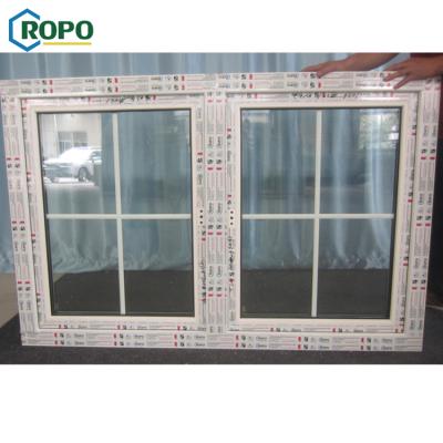 China Upvc Magnetic Screen Australia Hurricane Proof Double Standard Glass Casement Soundproof Windows Price for sale