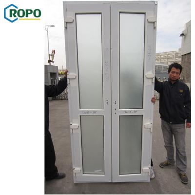 China As2047 Modern Hurricane Proof New Design PVC Casement Door With Blinds for sale