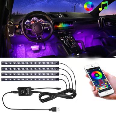 China Bling Bling Crystal Music APP Contral RGB 5050 Car Light Accessories Interior Chair Atmosphere Decorative Strip Light Easy Install 5V/12V for sale