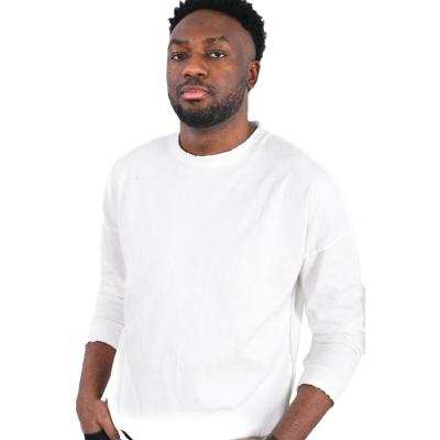 China Breathable Fashion White Tee With Broken Effect Edge Long Sleeve Unisex White Tee Shirt for sale