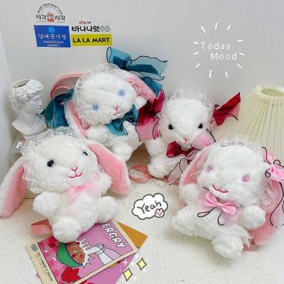 China Cute Wholesale PORTABLE Tote Saddle Women Handbag Shoulder Sling Ladies Lolita Furry Plush Lace Bow Bunny Rabbit Doll Color Messenger Bag for sale