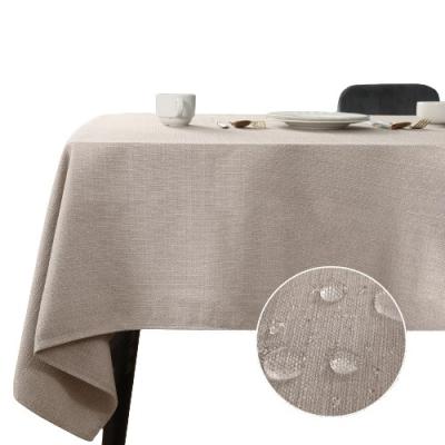 China 320g Waterproof Customization 90*132 Inch 229*335cm Faux Beige Solid Color 132 Rectangular White Linen Table Cloth for sale