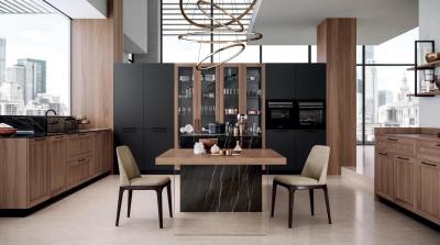 Chine Whole Miniature Solid Wood Brown Color Kitchen Cabinets Set For Villa à vendre