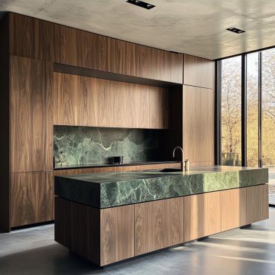 China Customized Italian High-End Luxury Self Assemble Metal Wood Veneer Kitchen Pantry Cabinet for sale