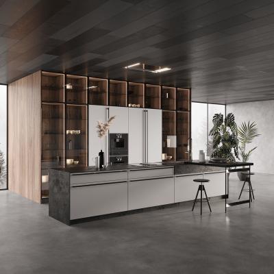 China Customized Design European Style Modern Luxury Fireproof and Water Proof Stainless Steel Kitchen Cabinets for sale