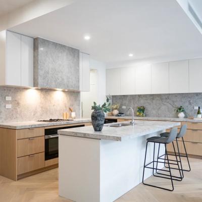China Free Whole House Design Plywood Solid Antifungal Modular Kitchen Island Cabinets for Apartment Project with Living Sink for sale