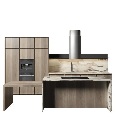 China Customised Luxury Smart Hotel Apartment Kitchen Hanging Cupboard Cabinets With Quartz Countertop Island for sale
