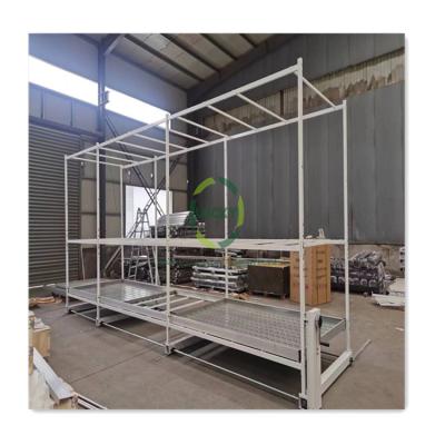 China Easy For Operation Double Stacked Herbal V Track Hydroponic Mobile Grow Layers Adjustable Vertical Grow Rack For USA Canada for sale