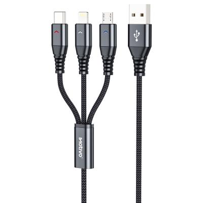China Mobile Phone Etc.electronic Product Wholesale Charging Nylon Braided USB Data Mobile Phone Charger Cable Wire 3 in 1 Usb Date Cable for Apple IOS Cable for sale