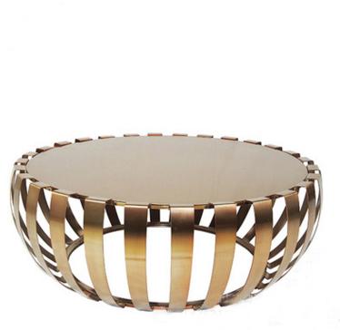 China Modern Drum Design Brushed Stainless Steel Low Hotel Coffee Table for sale