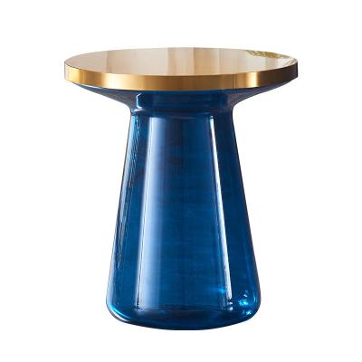 China Contemporary simple creative modern furniture clear living room coffee table reception design round glass tea table for sale