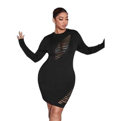 China Hot Selling Viable Bodycon Cut Solid Casual Wholesale Plus Size Dress Women's Clothing For Women for sale