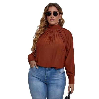 China Wholesale Casual Plus Size Folding Blouse Women's Viable Hot Selling Plus Size Clothing For Women for sale