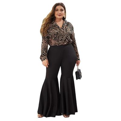 China High Quality Anti-pilling New Design Plus Size Black Women's Flare Leg Pants Pants for sale