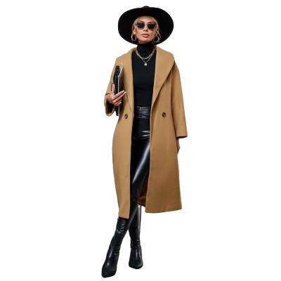 China Anti-Wrinkle Winter Designer Shawl High Quality Double Collar Button Drop Shoulder Wool-Blend Coat for sale