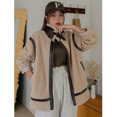 China High Quality Custom Anti-wrinkle Winter Designer Contrast Drop Shoulder Fleece Coat for sale