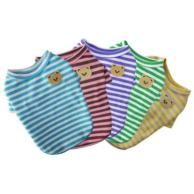 China Modern Factory Stocked Newest Teddy Apparel Striped Pet Dog Vest T-Shirt for sale