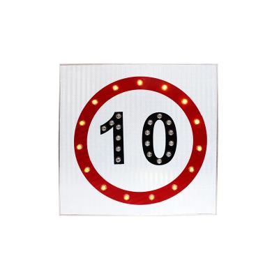 China Customized Waterproof 600*600*60MM Roadway Aluminum Bridge Speed Limit Warning Flashing Sign for sale