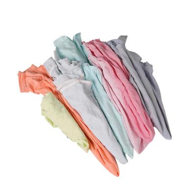 China Strong Oil&Water Absorption Ability Strong Oil&Water Absorption Ability High Quality 35-55 35-60cm Used Light Color Cotton T-shirt Rags Cleaning Rags Light Mix Colors T Shirt Rags for sale