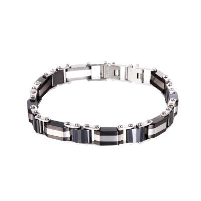 China 2019 CLASSIC Stainless Steel Sterling Silver Chain Black Longqueen Fashion Designs Germanium Bracelet for sale