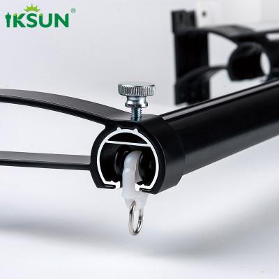 China Manufacturer Aluminum Roman Poles Smooth Mute Curtain Rods With Round Finials Rings Brackets for sale