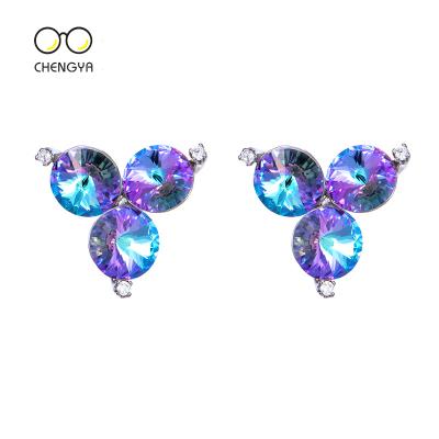 China Fashion TRENDY Dream Girl Earrings Common Clover Jewelry Crystal Stud Earrings for sale
