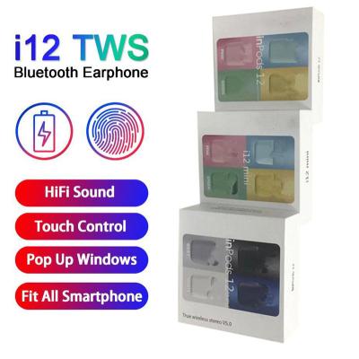 China Factory Wholesale Inpods Earbuds 12 5.0 Wireless Headphones UP Super Bass Sound Earbuds Noise-UPS TWS Headphones Matte Version i12 for sale