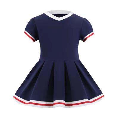 China Foreign trade washable custom made children's wear summer navy color academy style Roman style girls dress new for sale