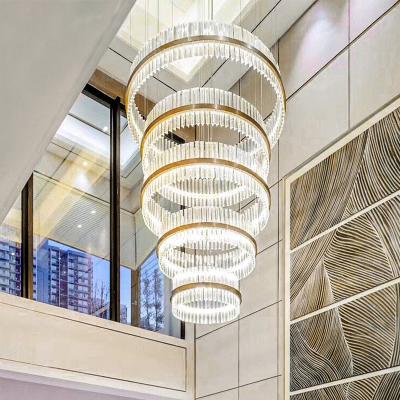 China Modern Crystal Ring Art Chandelier in the lobby staircase is customizable for sale