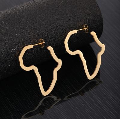 China Nickel Free Different Size Metal Stainless Steel African Map Earrings for sale